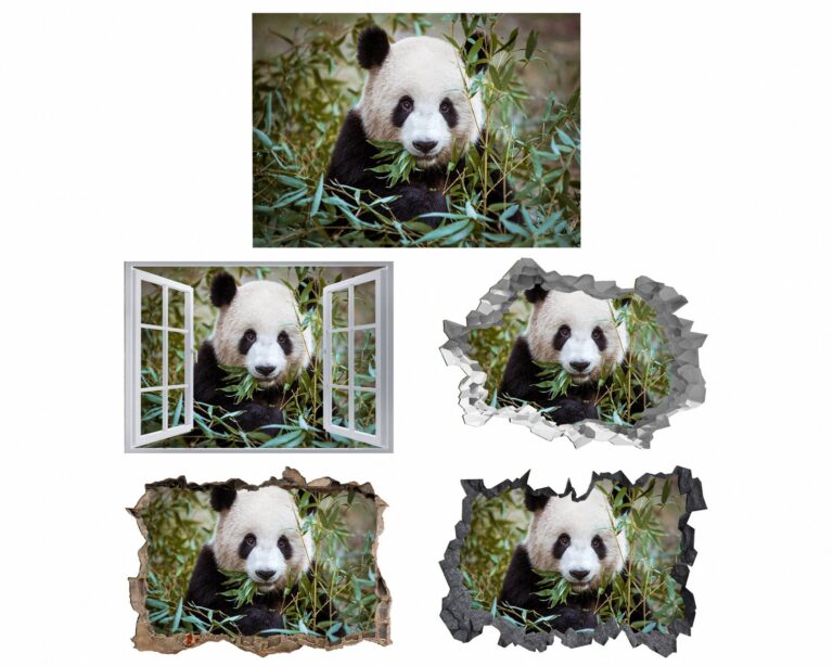 Panda Wall Decal - Self Adhesive Wall Sticker, Animal Wall Sticker, Bedroom Wall Sticker, Removable Vinyl, Wall Decoration