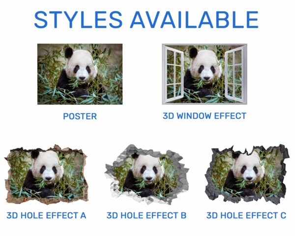 Panda Wall Decal - Self Adhesive Wall Sticker, Animal Wall Sticker, Bedroom Wall Sticker, Removable Vinyl, Wall Decoration