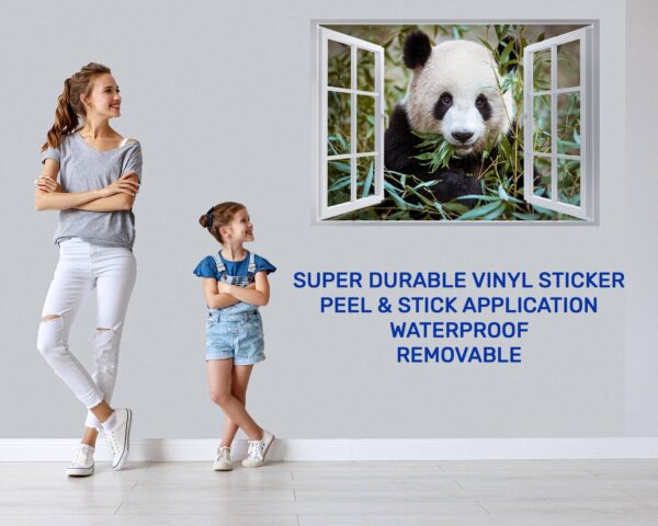 Panda Wall Decal - Self Adhesive Wall Sticker, Animal Wall Sticker, Bedroom Wall Sticker, Removable Vinyl, Wall Decoration