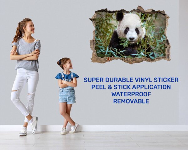 Panda Wall Decal - Self Adhesive Wall Sticker, Animal Wall Sticker, Bedroom Wall Sticker, Removable Vinyl, Wall Decoration