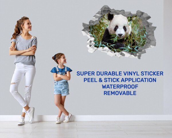 Panda Wall Decal - Self Adhesive Wall Sticker, Animal Wall Sticker, Bedroom Wall Sticker, Removable Vinyl, Wall Decoration