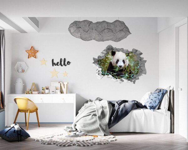 Panda Wall Decal - Self Adhesive Wall Sticker, Animal Wall Sticker, Bedroom Wall Sticker, Removable Vinyl, Wall Decoration