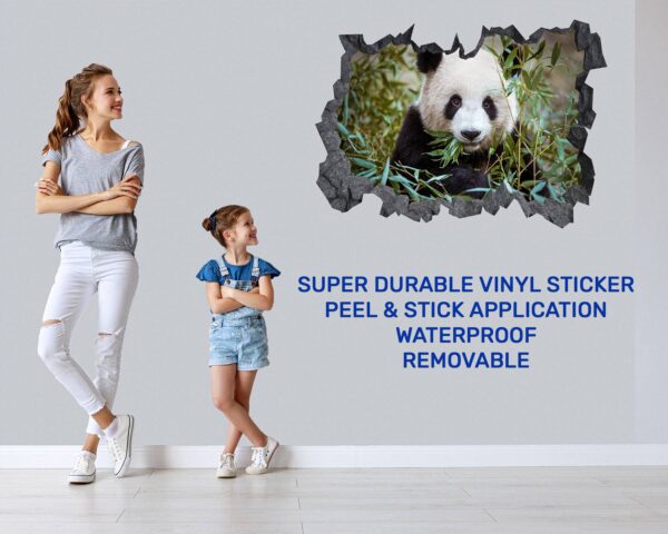 Panda Wall Decal - Self Adhesive Wall Sticker, Animal Wall Sticker, Bedroom Wall Sticker, Removable Vinyl, Wall Decoration