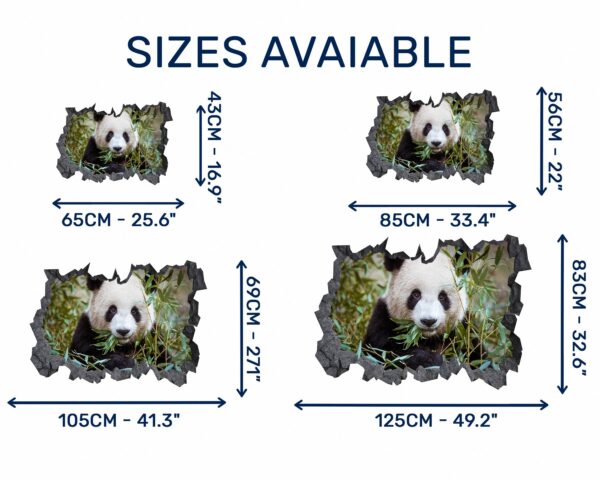 Panda Wall Decal - Self Adhesive Wall Sticker, Animal Wall Sticker, Bedroom Wall Sticker, Removable Vinyl, Wall Decoration