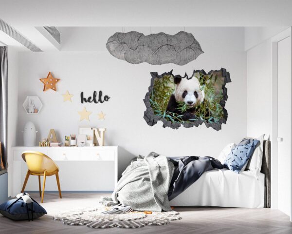 Panda Wall Decal - Self Adhesive Wall Sticker, Animal Wall Sticker, Bedroom Wall Sticker, Removable Vinyl, Wall Decoration