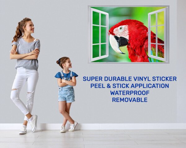 Parrot Wall Sticker - Self Adhesive Wall Sticker, Animal Wall Decal, Bedroom Wall Sticker, Removable Vinyl, Wall Decoration