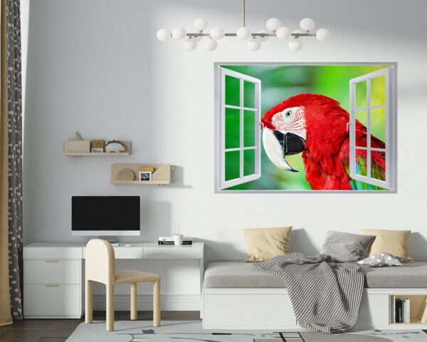 Parrot Wall Sticker - Self Adhesive Wall Sticker, Animal Wall Decal, Bedroom Wall Sticker, Removable Vinyl, Wall Decoration