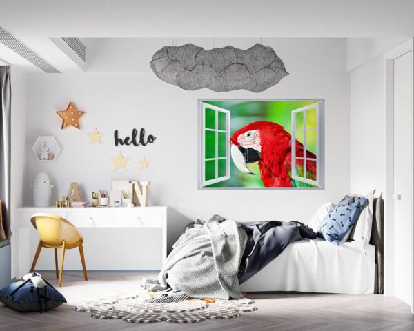 Parrot Wall Sticker - Self Adhesive Wall Sticker, Animal Wall Decal, Bedroom Wall Sticker, Removable Vinyl, Wall Decoration