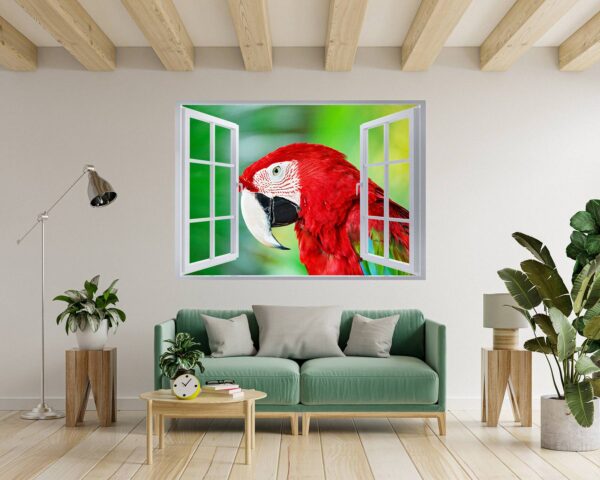 Parrot Wall Sticker - Self Adhesive Wall Sticker, Animal Wall Decal, Bedroom Wall Sticker, Removable Vinyl, Wall Decoration