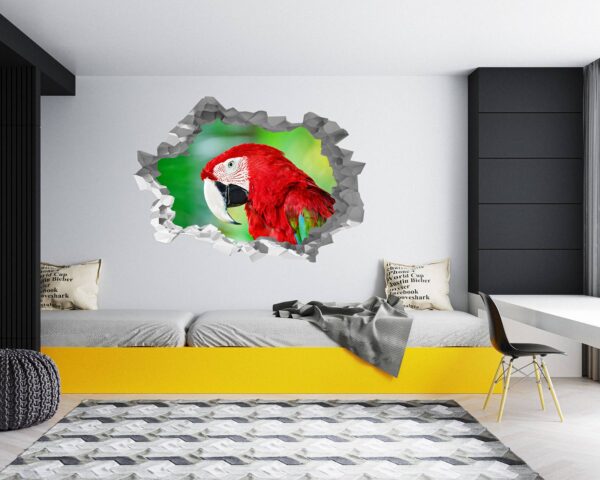 Parrot Wall Sticker - Self Adhesive Wall Sticker, Animal Wall Decal, Bedroom Wall Sticker, Removable Vinyl, Wall Decoration