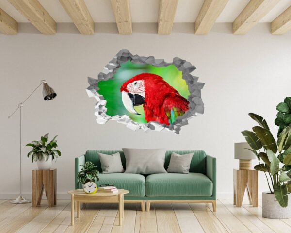 Parrot Wall Sticker - Self Adhesive Wall Sticker, Animal Wall Decal, Bedroom Wall Sticker, Removable Vinyl, Wall Decoration