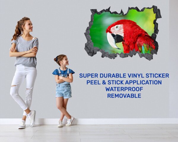 Parrot Wall Sticker - Self Adhesive Wall Sticker, Animal Wall Decal, Bedroom Wall Sticker, Removable Vinyl, Wall Decoration