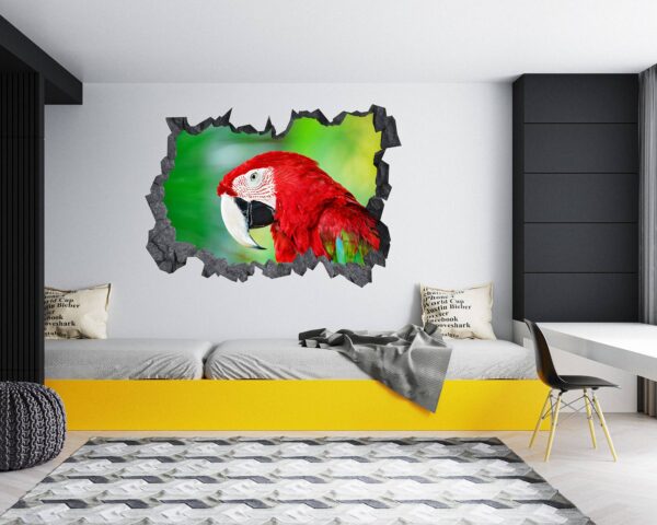 Parrot Wall Sticker - Self Adhesive Wall Sticker, Animal Wall Decal, Bedroom Wall Sticker, Removable Vinyl, Wall Decoration