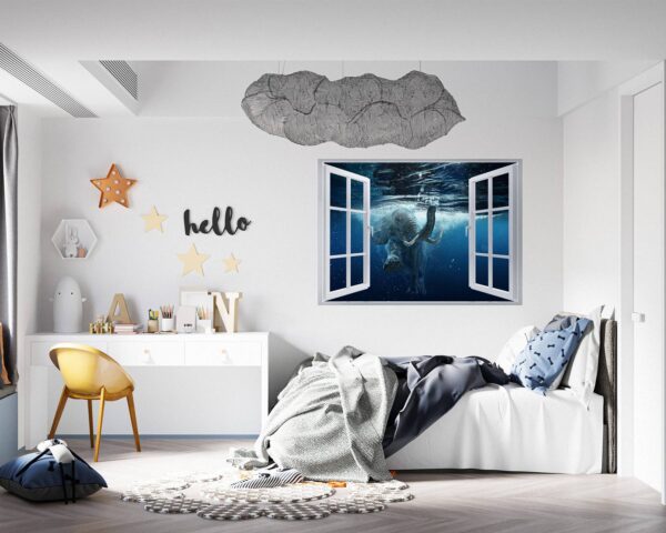 Elephant Wall Sticker - Self Adhesive Wall Sticker, Animal Wall Decal, Bedroom Wall Sticker, Removable Vinyl, Wall Decoration