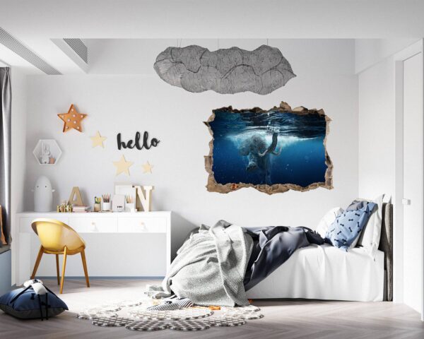 Elephant Wall Sticker - Self Adhesive Wall Sticker, Animal Wall Decal, Bedroom Wall Sticker, Removable Vinyl, Wall Decoration