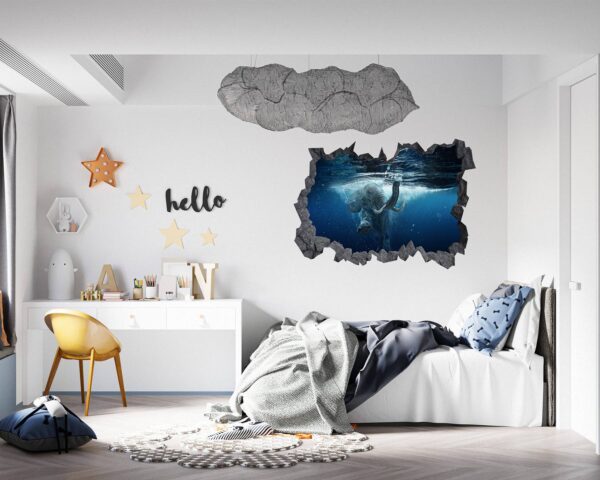 Elephant Wall Sticker - Self Adhesive Wall Sticker, Animal Wall Decal, Bedroom Wall Sticker, Removable Vinyl, Wall Decoration