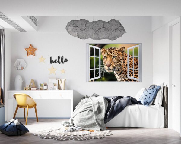 Amotekun Animal - Self Adhesive Wall Sticker, Animal Wall Decal, Bedroom Wall Sticker, Removable Vinyl, Wall Decoration