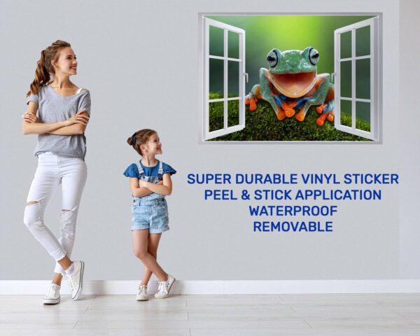 Frog Wall Decal - Self Adhesive Wall Sticker, Animal Wall Decal, Bedroom Wall Sticker, Removable Vinyl, Wall Decoration