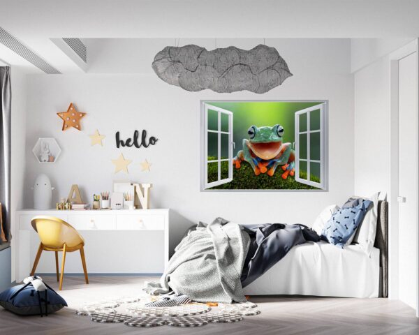 Frog Wall Decal - Self Adhesive Wall Sticker, Animal Wall Decal, Bedroom Wall Sticker, Removable Vinyl, Wall Decoration