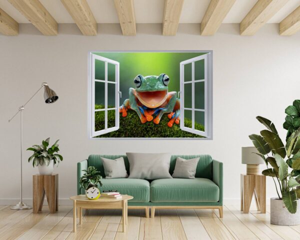 Frog Wall Decal - Self Adhesive Wall Sticker, Animal Wall Decal, Bedroom Wall Sticker, Removable Vinyl, Wall Decoration