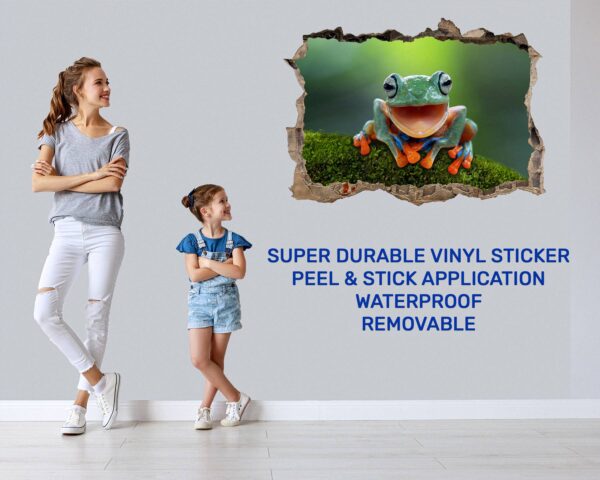 Frog Wall Decal - Self Adhesive Wall Sticker, Animal Wall Decal, Bedroom Wall Sticker, Removable Vinyl, Wall Decoration