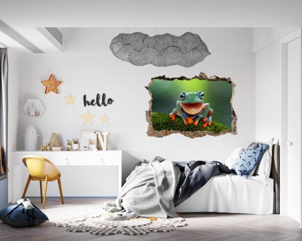 Frog Wall Decal - Self Adhesive Wall Sticker, Animal Wall Decal, Bedroom Wall Sticker, Removable Vinyl, Wall Decoration