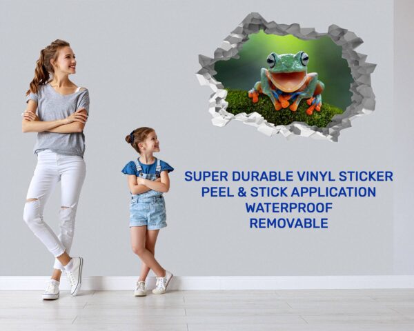 Frog Wall Decal - Self Adhesive Wall Sticker, Animal Wall Decal, Bedroom Wall Sticker, Removable Vinyl, Wall Decoration