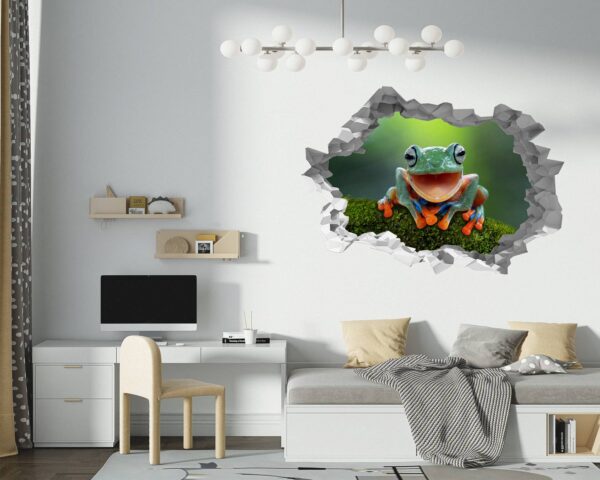 Frog Wall Decal - Self Adhesive Wall Sticker, Animal Wall Decal, Bedroom Wall Sticker, Removable Vinyl, Wall Decoration