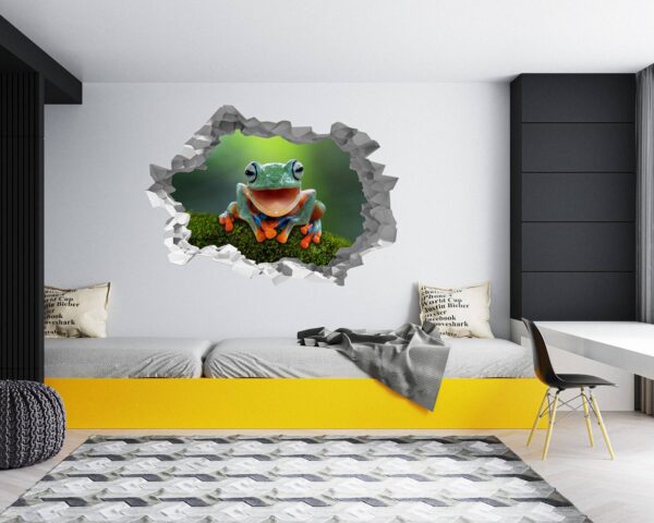 Frog Wall Decal - Self Adhesive Wall Sticker, Animal Wall Decal, Bedroom Wall Sticker, Removable Vinyl, Wall Decoration