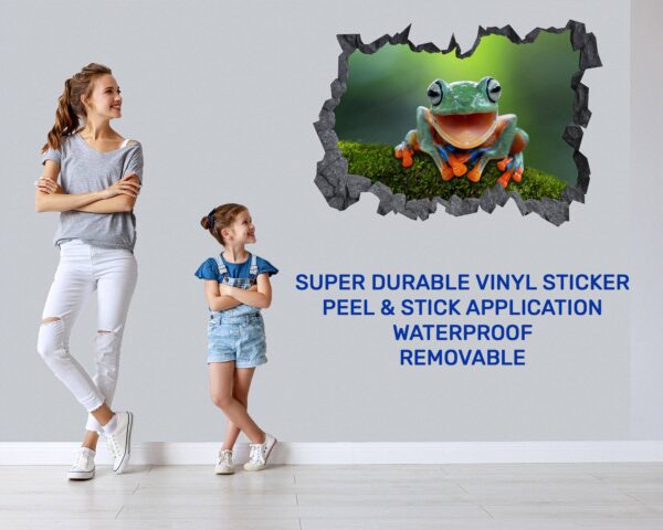 Frog Wall Decal - Self Adhesive Wall Sticker, Animal Wall Decal, Bedroom Wall Sticker, Removable Vinyl, Wall Decoration