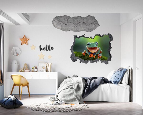 Frog Wall Decal - Self Adhesive Wall Sticker, Animal Wall Decal, Bedroom Wall Sticker, Removable Vinyl, Wall Decoration