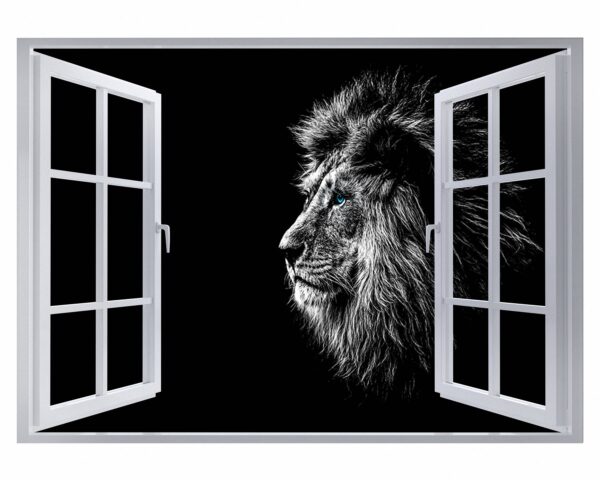 Lion Wall Art - Self Adhesive Wall Sticker, Animal Wall Decal, Bedroom Wall Sticker, Removable Vinyl, Wall Decoration