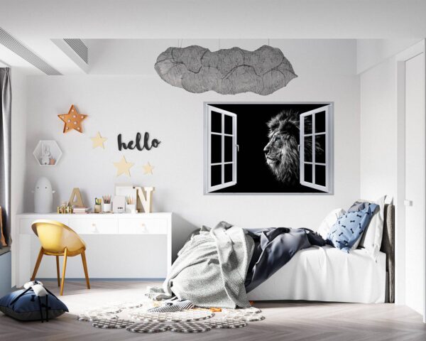 Lion Wall Art - Self Adhesive Wall Sticker, Animal Wall Decal, Bedroom Wall Sticker, Removable Vinyl, Wall Decoration