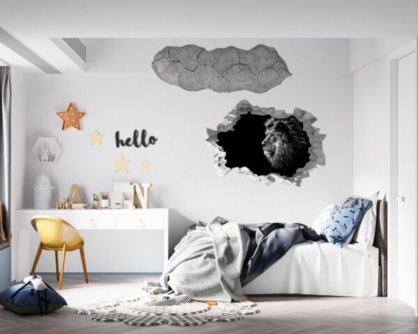 Lion Wall Art - Self Adhesive Wall Sticker, Animal Wall Decal, Bedroom Wall Sticker, Removable Vinyl, Wall Decoration