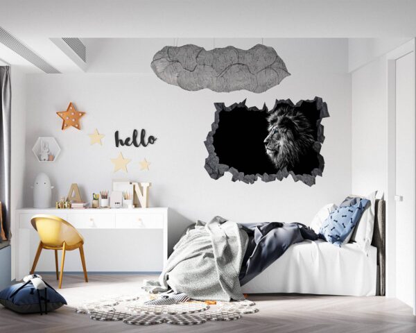 Lion Wall Art - Self Adhesive Wall Sticker, Animal Wall Decal, Bedroom Wall Sticker, Removable Vinyl, Wall Decoration