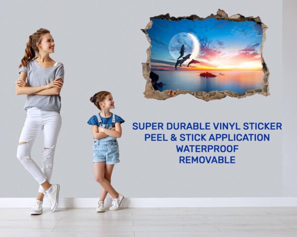 Dolphin Wall Decal - Self Adhesive Wall Sticker, Animal Wall Decal, Bedroom Wall Sticker, Removable Vinyl, Wall Decoration