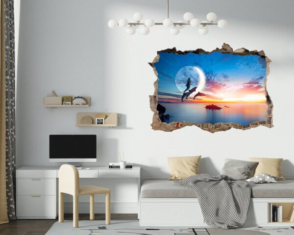 Dolphin Wall Decal - Self Adhesive Wall Sticker, Animal Wall Decal, Bedroom Wall Sticker, Removable Vinyl, Wall Decoration