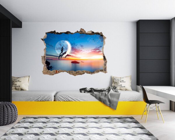 Dolphin Wall Decal - Self Adhesive Wall Sticker, Animal Wall Decal, Bedroom Wall Sticker, Removable Vinyl, Wall Decoration