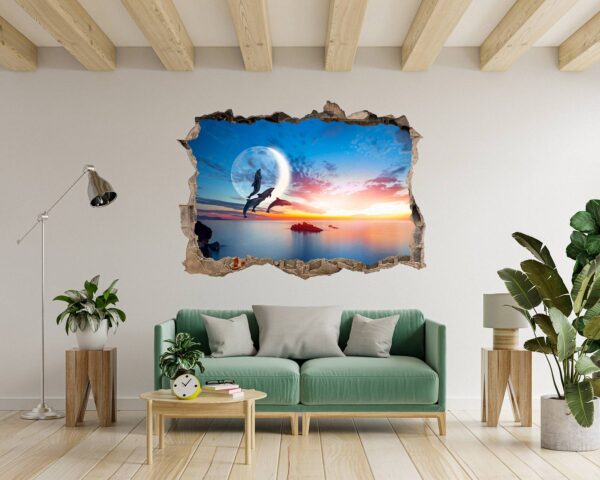 Dolphin Wall Decal - Self Adhesive Wall Sticker, Animal Wall Decal, Bedroom Wall Sticker, Removable Vinyl, Wall Decoration