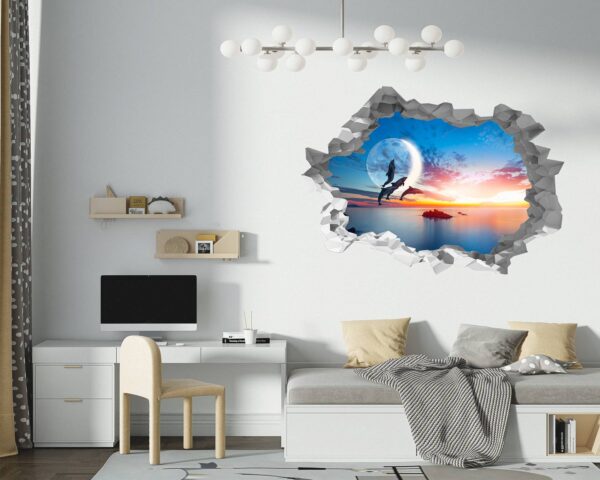 Dolphin Wall Decal - Self Adhesive Wall Sticker, Animal Wall Decal, Bedroom Wall Sticker, Removable Vinyl, Wall Decoration