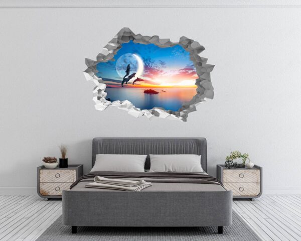 Dolphin Wall Decal - Self Adhesive Wall Sticker, Animal Wall Decal, Bedroom Wall Sticker, Removable Vinyl, Wall Decoration