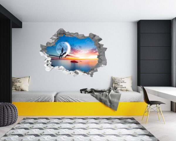 Dolphin Wall Decal - Self Adhesive Wall Sticker, Animal Wall Decal, Bedroom Wall Sticker, Removable Vinyl, Wall Decoration