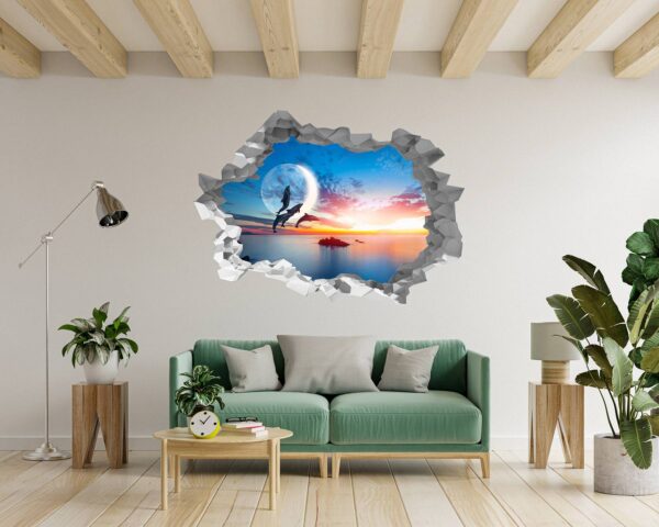 Dolphin Wall Decal - Self Adhesive Wall Sticker, Animal Wall Decal, Bedroom Wall Sticker, Removable Vinyl, Wall Decoration