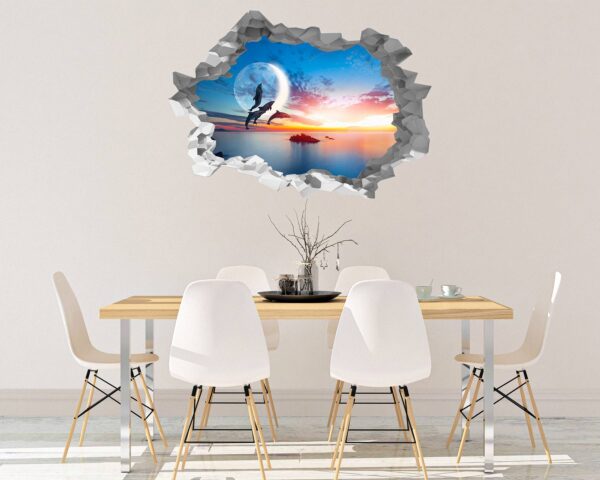 Dolphin Wall Decal - Self Adhesive Wall Sticker, Animal Wall Decal, Bedroom Wall Sticker, Removable Vinyl, Wall Decoration