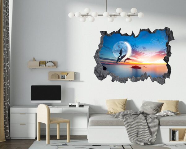 Dolphin Wall Decal - Self Adhesive Wall Sticker, Animal Wall Decal, Bedroom Wall Sticker, Removable Vinyl, Wall Decoration