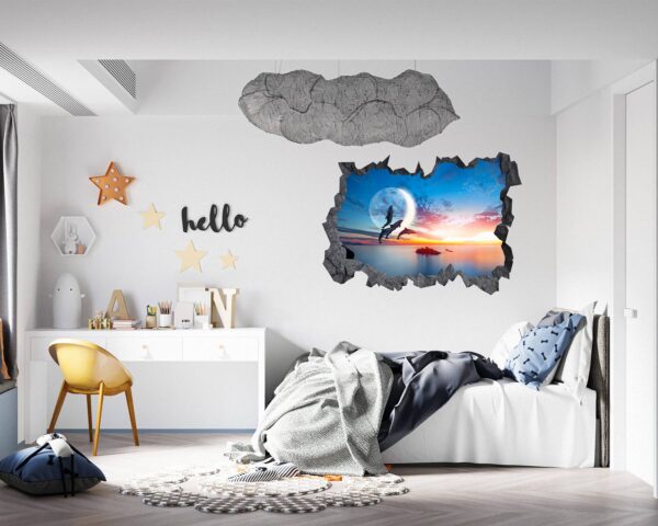 Dolphin Wall Decal - Self Adhesive Wall Sticker, Animal Wall Decal, Bedroom Wall Sticker, Removable Vinyl, Wall Decoration