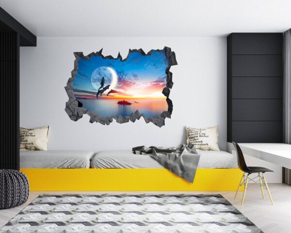 Dolphin Wall Decal - Self Adhesive Wall Sticker, Animal Wall Decal, Bedroom Wall Sticker, Removable Vinyl, Wall Decoration