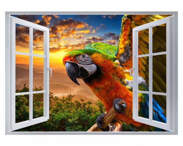 Parrot Wall Decal - Self Adhesive Wall Sticker, Animal Wall Decal, Bedroom Wall Sticker, Removable Vinyl, Wall Decoration