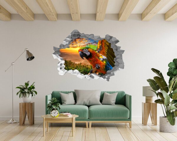 Parrot Wall Decal - Self Adhesive Wall Sticker, Animal Wall Decal, Bedroom Wall Sticker, Removable Vinyl, Wall Decoration