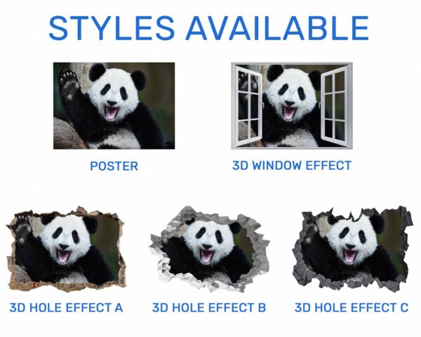 Panda Wall Sticker - Self Adhesive Wall Sticker, Animal Wall Decal, Bedroom Wall Sticker, Removable Vinyl, Wall Decoration